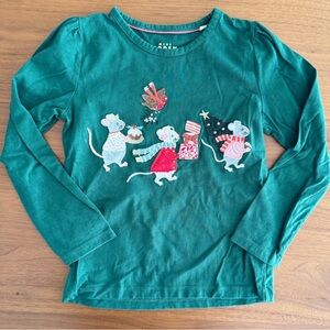 Boden Christmas Mouse Appliqué Shirt